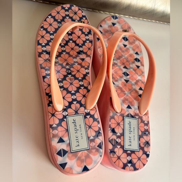 Kate Spade Wedge Heel Flip Flop Sandals Size Guava Juice Size 7B✨ - Picture 5 of 7